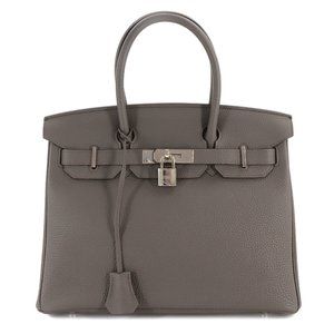 Hermes Hermès Birkin 30 Togo Etain Handbag, A Stamp, Silver Hardware, Gray